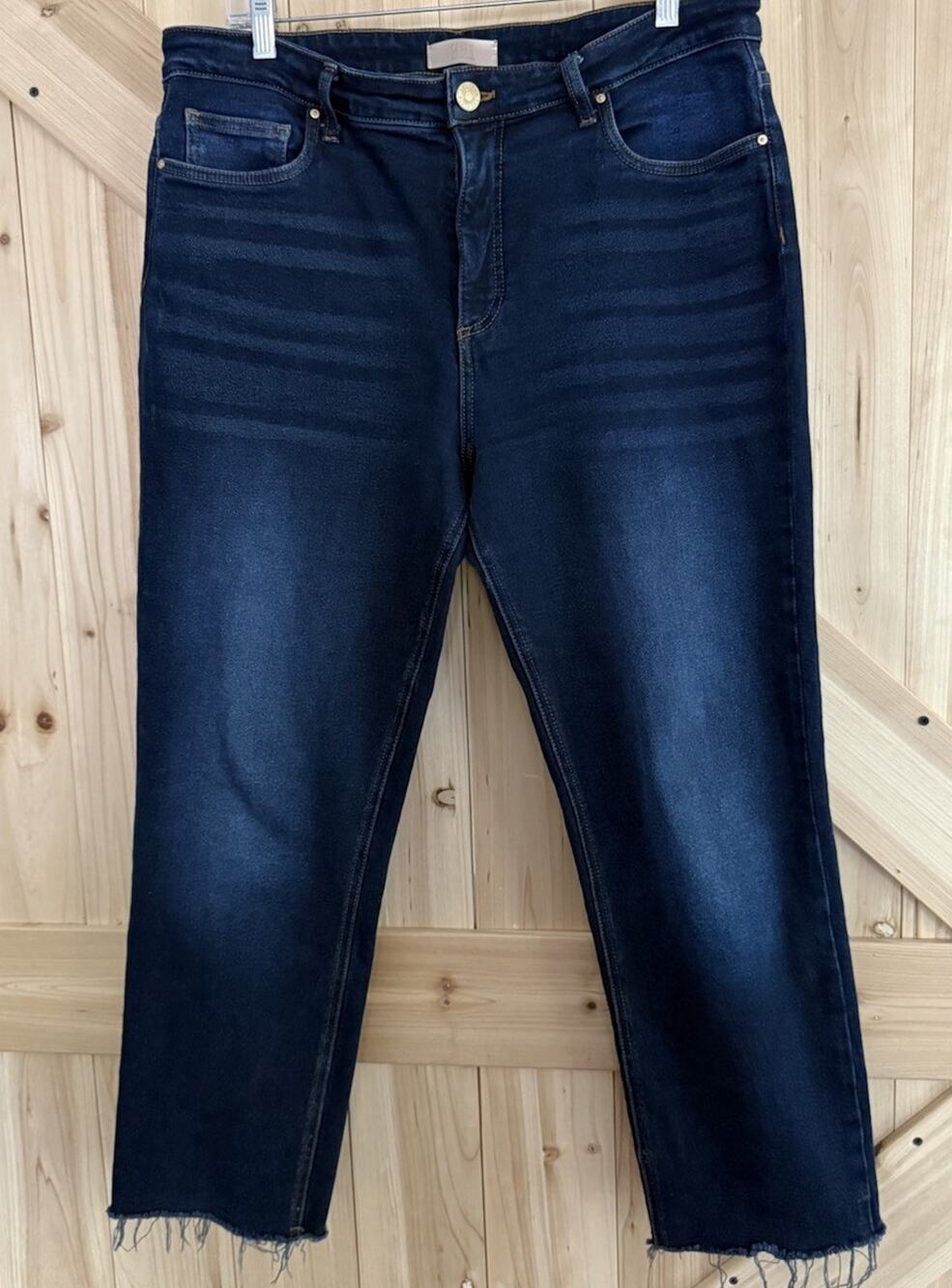Kut from the Kloth Rachel Fab Ab Mom Jean Dark Wash Denim Preppy High Rise Sz 14